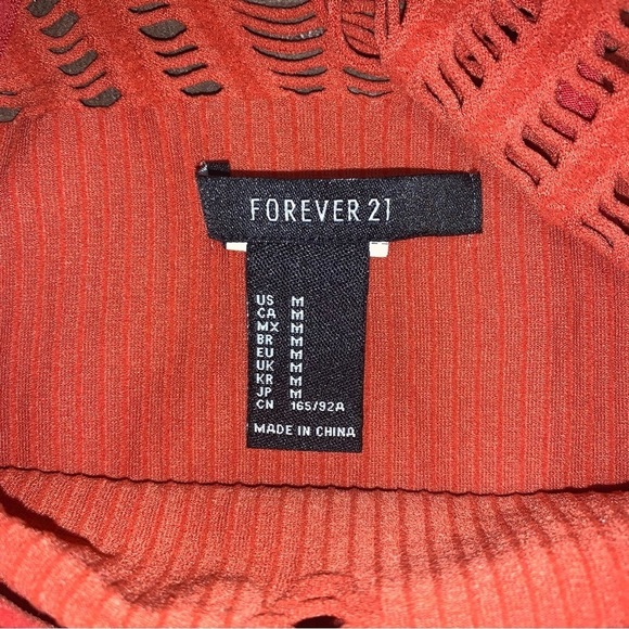 Forever 21 Crop Tank Top Cut Out Ribbed Stretchy  Terracotta Orange Size Medium - Picture 5 of 5